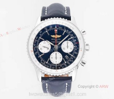 BLS Factory New Replica Breitling Navitimer B01 43mm Blue Dial Chronograph Watch 1