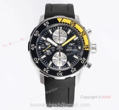 Replica IWC Aquatimer Chronograph Black Yellow Bezel Asia 7750 Watch 44mm 1