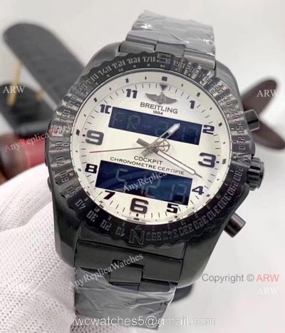 New Style Breitling Cockpit B50 Copy Watches Black Steel White Face 1