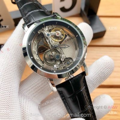 CORUM Bridge Transparent Black Leather Strap Watches 42mm Corum Watch 1