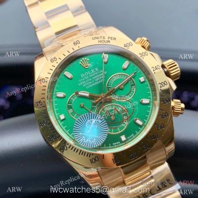 Fake Rolex Cosmograph Daytona Green Yellow Gold Watch 43mm 1