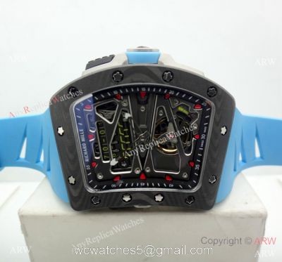 Swiss Grade 1 Richard Mille RM 70-01 Carbon Case Blue Rubber Strap Watch 1