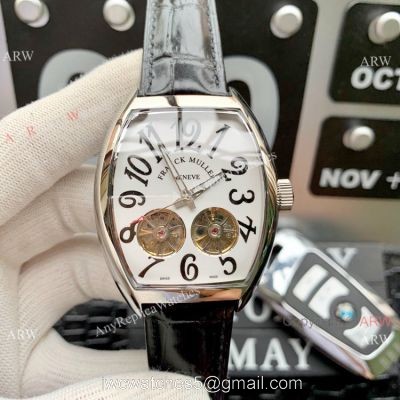 Best Copy Franck Muller Cintree Curvex Double Flying Tourbillon Watches SS White Dial 1