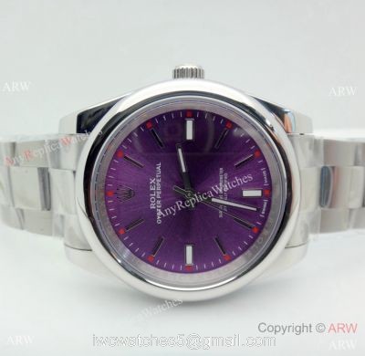 Copy Rolex Oyster Perpetual Purple Dial Stainless Steel Watch 39MM 1