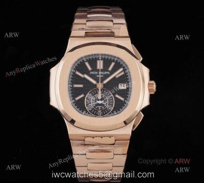 3K Factory Patek Philippe Nautilus Rose Gold 5980 Chronograph Swiss Replica Watches 1