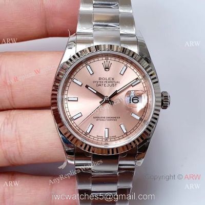 EW Factory Swiss 3235 Rolex Datejust Ss Salmon Dial Watch 36mm 1