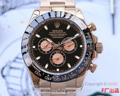 Rolex Daytona Rose Gold Ceramic Bezel Black Dial Watch 43mm 1