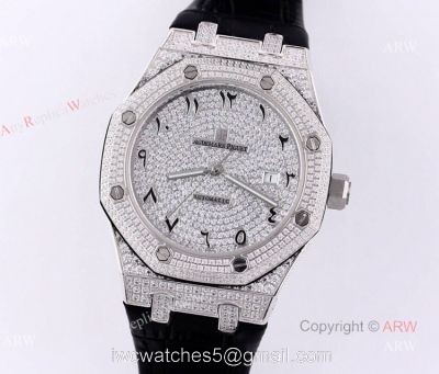 Swiss Replica Audemars Piguet Royal Oak Diamonds With Arabic Dial Automatic Watch For Men 1