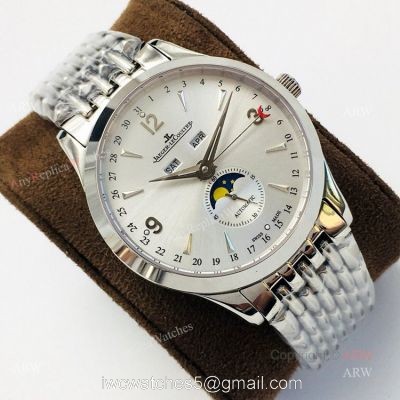 (JLF) Swiss Copy Jaeger-Lecoultre Moonphase Silver Dial Watch For Men 1