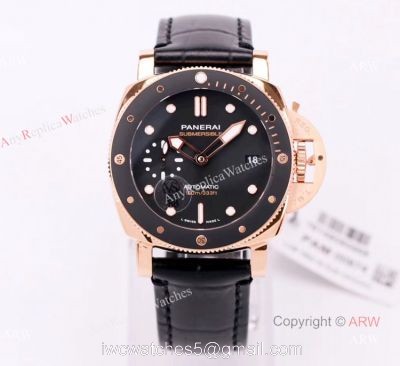 New VS Factory Panerai Submersible 42mm PAM00974 Rose Gold Black Ceramic Swiss Replica Watch 1