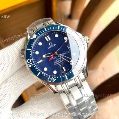 Fake Omega Seamaster James Bond 007 Blue Dial Stainless Steel Watches 1