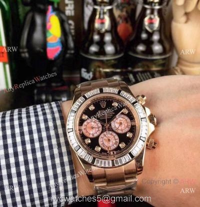 Rolex Daytona Rose Gold Diamond Bezel Watches New Copy 1