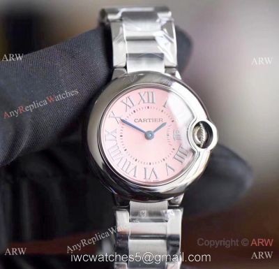 V6 Factory Copy Cartier Ballon Bleu Pink Face 28mm Ladies Watch 1