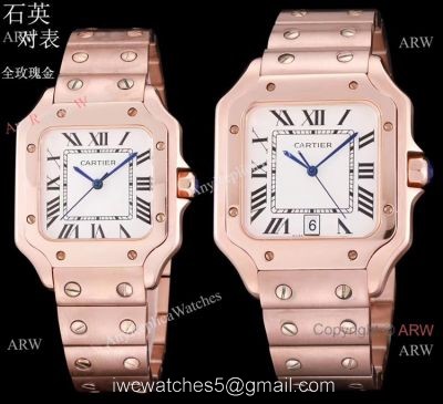 New Replica Cartier Santos de Cartier Lover Watch Rose Gold Quartz 1
