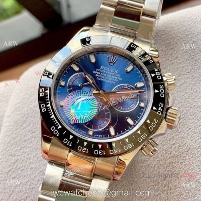 Rolex Daytona Blue Dial Replica Black Ceramic Bezel Watch 40mm Men 1