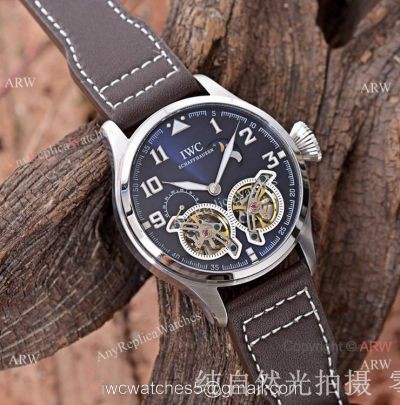 Copy IWC Big Pilots Double tourbillon Men Watches Ss Blue Face 1