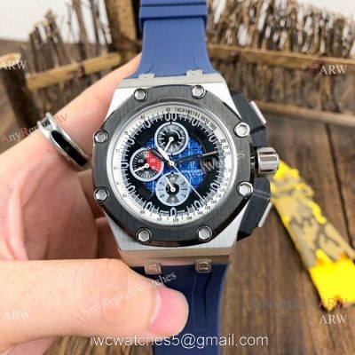 Best Replica Audemars Piguet Automatic Watch SS Blue Rubber Strap 1