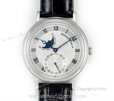 Replica Breguet Classique Moonphase Watch 40mm Breguet Black Leather Strap 1