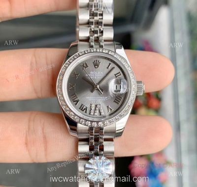 Swiss Quality Replica Rolex Datejust Rhodium Dial With Diamonds Ladies Watch 28mm 1