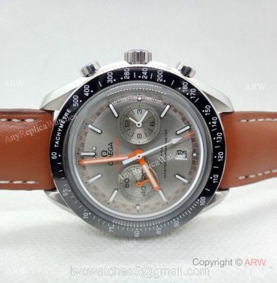 Omega Speedmaster Citizen 8215 Watch Brown Leather Strap 40mm 1