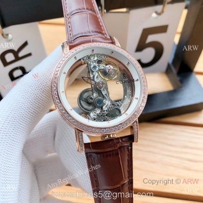 Copy Corum Bridge Transparent Dial Corum Watch Diamond Bezel Rose Gold 1