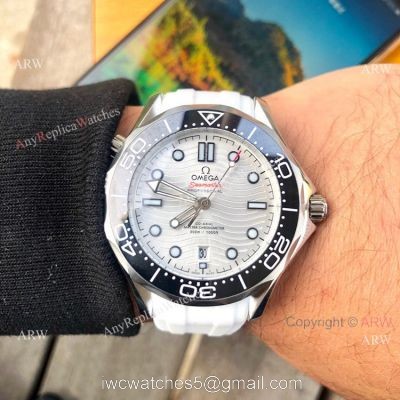 New Omega Seamaster Diver 300 M Watches SS White Rubber Strap 1