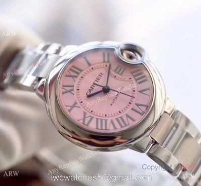 V6 Factory Ballon Bleu Cartier Stainless Steel Pink Face 28mm Watch W6920071 1