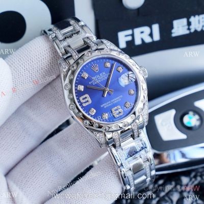 Rolex Lady Masterpiece Replica Watches Blue Dial Stainless Steel 1