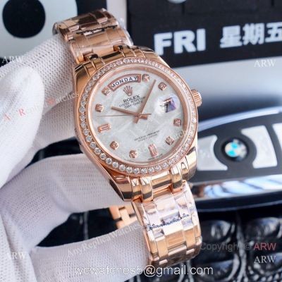 High Quality Replica Rolex Oyster Perpetual Day-Date Watch Rose Gold Meteorite Dial 1