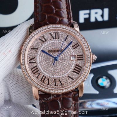High Quality Cartier Ronde Solo 42mm rose gold Diamond Replica Watch 1
