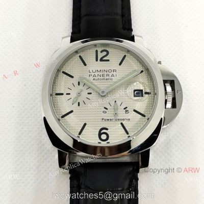 Fake Officine Luminor Power Reserve Watch White Dial Black Leather Band 1