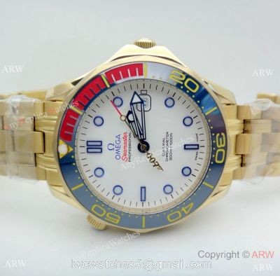New Copy Omega Commanders 007 James Bond Yellow Gold Men Watch 1