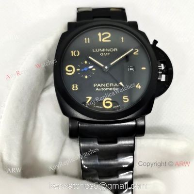 Fake Panerai Luminor GMT PAM 1441 Men Watch Black Steel 1