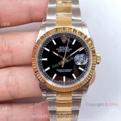 New Replica Rolex Datejust Two Tone Black 36mm Watch EW Factory 3235 Movement 1