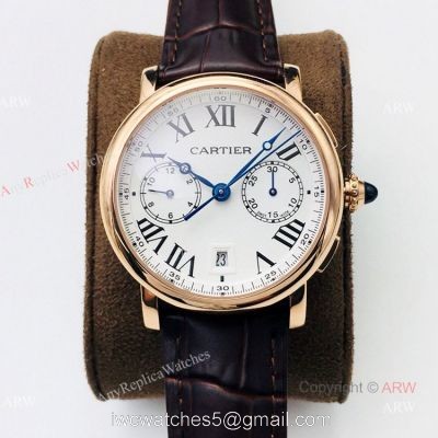 (GZF) 1:1 Copy Rotonde De Cartier Gold Chronograph Watches 40mm 1