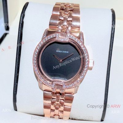Copy Roger Dubuis Velvet Quartz Watches Rose Gold Black Dial 1
