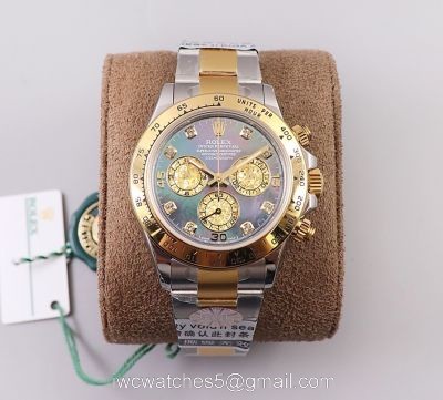 New Two Tone Daytona Rolex Replica Watches Mother Of Pearl Diamond Dial 1
