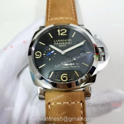 Panerai Luminor GMT PAM1321 Stainless Steel Brown Leather Strap Watch 1