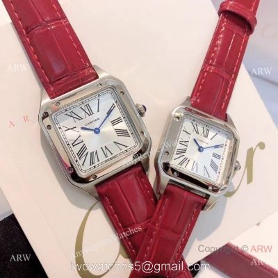 Top Cartier Santos-Dumont Lover Red Leather Strap / New Cartier Watches 1