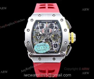 Swiss Replica KV Richard Mille RM 11-03 Red Rubber Band Flyback Chronograph Watch 1