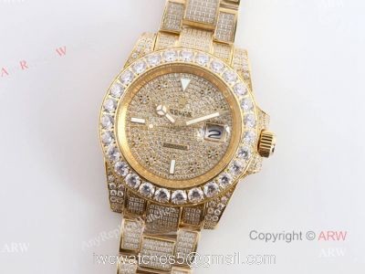 Iced Out Rolex Submariner 116610 All Gold Replica Watches For Men 1