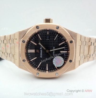 ZF Factory Audemars Piguet Royal Oak 9015 Black Dial Rose Gold Watch 41mm 1