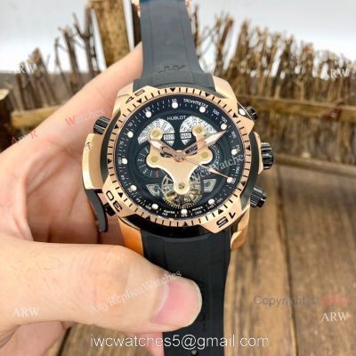 Fake Hublot Geneve Big Bang Perpetual Calendar Men Watch Black Dial Rose Gold 46mm 1