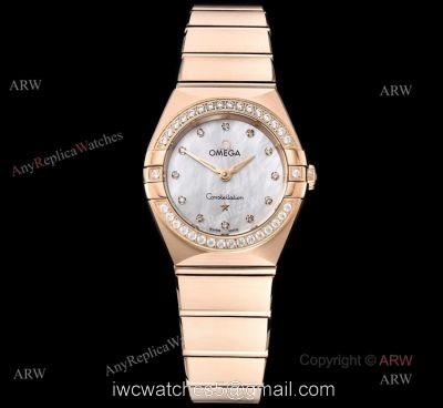 Swiss Quartz Replica Omega Constellation Rose Gold Diamond Ladies Watch 25mm 1
