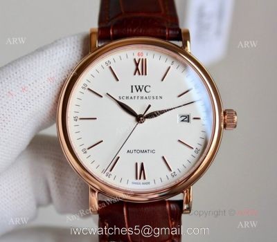 Best Replica IWC Schaffhausen Portofino White Dial Rose Gold Automatic Watch 1