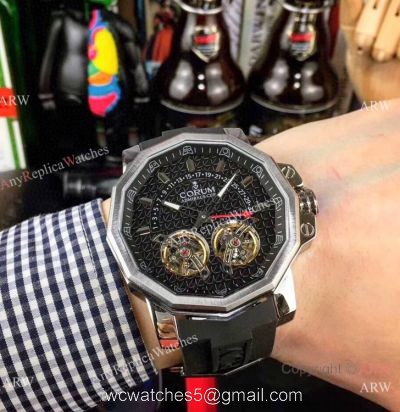Replica Corum Admirals Cup Double Flying Tourbillon Black Dial Corum Watch 1