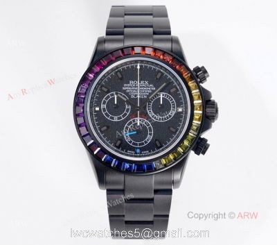 Best Replica Rolex Daytona Rainbow Black Rolex Daytona Rainbow Diamonds Watch 1