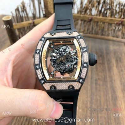 SWISS Replica Richard Mille Rm055 Rose Gold Diamond Watch V2 version 1