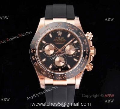 Noob Factroy V3 Rolex Daytona Rubber Band Rose Gold Black Dial Watch 1