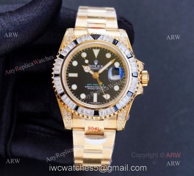 Best Replica Rolex GMT Master ii Yellow Gold GMT Rainbow Watches For Men 1